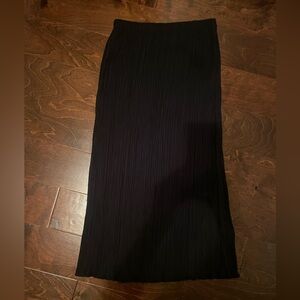 Madewell Black Ribbed Pencil Midi Skirt